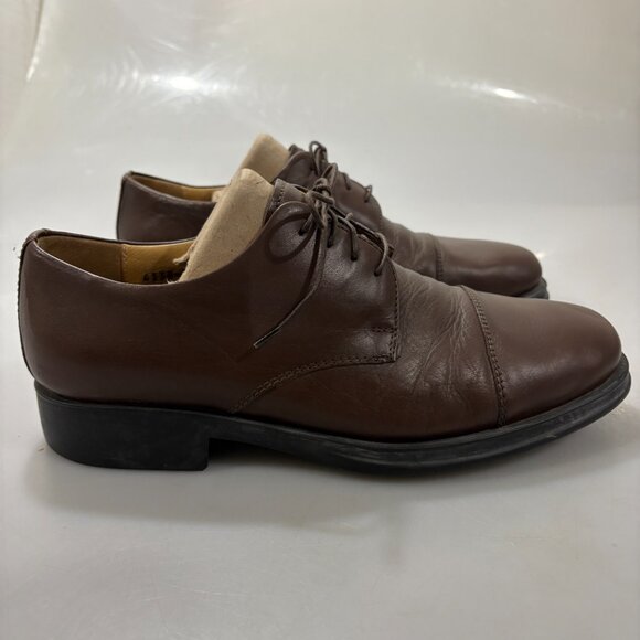 Joseph & Feiss 10 M Brown Leather Oxfords Shoes Cap Toe Made in Italy main image 8
